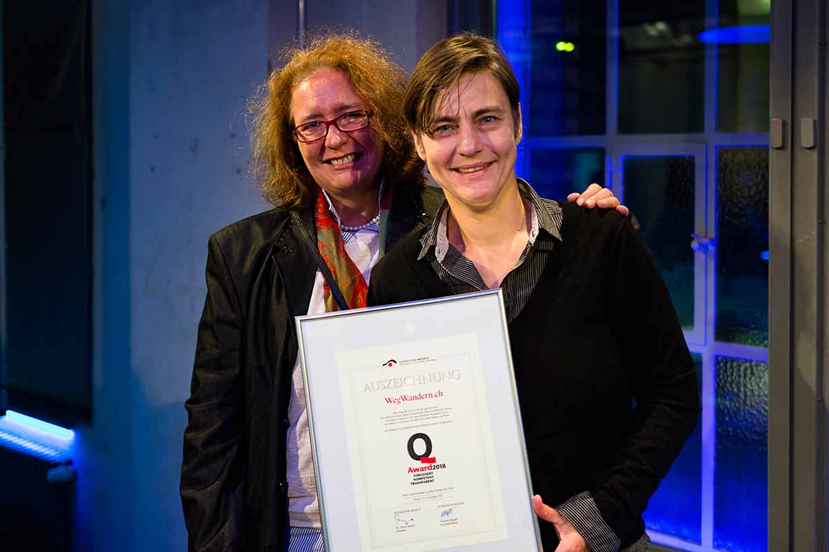 WegWandern.ch gewinnt den Q-Award Sonderpreis 2018 vom Verband Schweizer Medien